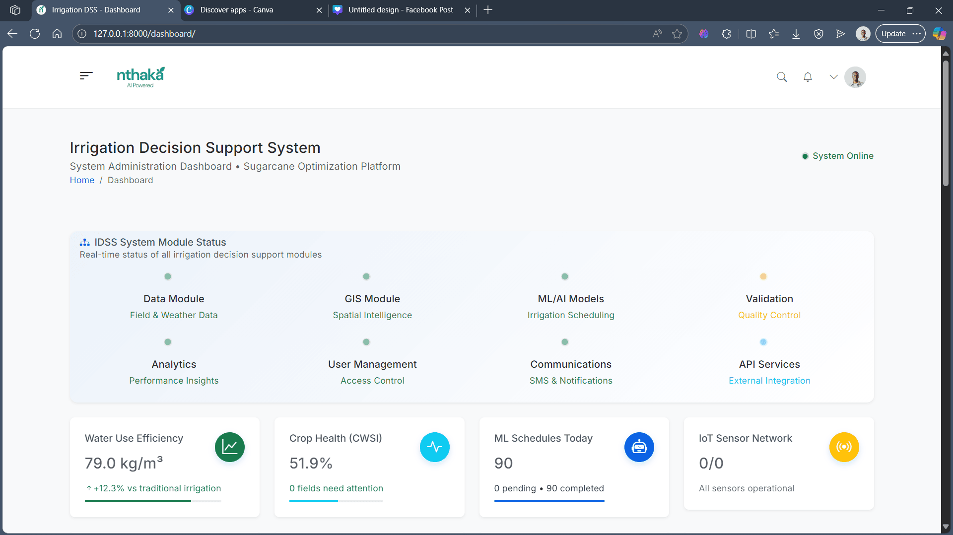 Nthaka IDSS operational dashboard